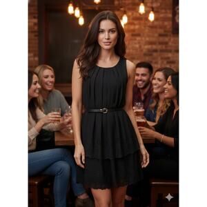 Jessica Simpson Black Tiered Layered Eyelet Lace Dress Size 4